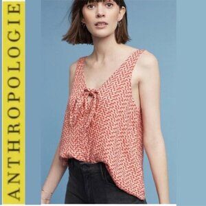Anthropologie Maeve Orange Verena Tie-Front Blouse Tank SZ